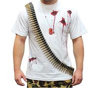 WickedFun® ADULT MEN CAMOUFLAGE COMPLETE OUTFIT T-SHIRT TROUSER HAT ARMY FANCY DRESS SET (One Size, Bullet Belt)