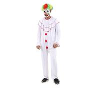 WickedFun® Adult Scary Evil Clown Costume Men Halloween Circus Killer Fancy Dress Outfit (Small)