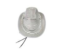 WickedFun Adult Sequin Cowboy Hat, Wide Brim Casual Wild West Western Sheriff Cowgirl Fancy Dress Costume Accessories For Parties, Rodeos, Country Concerts UK One Size Fits All, (Silver)