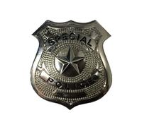 Wickedfun Adult Silver Police Badge with Star Decoration, Policeman Metal Officer NYPD Cops And Robbers Special Police Badge Costume Accessories For Halloween Cosplay Party Festival