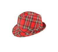 WickedFun® Adult Trilby Sequin Fedora Hat, 1920's Gangster Shiny Disco Dance Show Hiphop Hats Fancy Dress Accessory For Hen Party Night Jazz Rapper UK One Size Fits All, Tartan Trilby