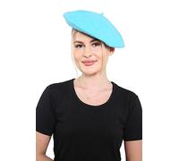 WickedFun Adult Wool French Beret Hat, Solid Winter Hat for Women & Men, Classic Elegant Plain Soft & Warm Stretchy Lightweight Beanie Cap Hats for Adults, One Size, (Turquoise)