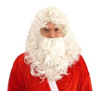 WickedFun Adult's Santa Father Christmas Beard, Eyebrows And Wig Set, Mens Xmas White Santa Claus Novelty Costume Accessory Sets For Family Party Gifts UK One Size