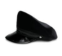 WickedFun® Adults Satin Captain, Pilot & Black Chauffeur Hat, Unisex Airline Yacht Captain Cap Fancy Dress Funny Sailor Accessory Party Theme Halloween For Men and Women, Black Chauffeur Hat