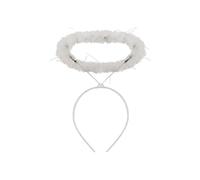 WickedFun® Angel Fairy Wings And Halo Headband | Feather Wings With Headband for Christmas Halloween Fance Dress Accessory, (Halo Angel White)