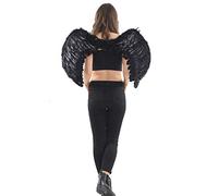 WickedFun® Angel Fairy Wings Costume Fancy Dress Accessory Large 60 x 40 Black White Red Deluxe Real Feathers (Black)