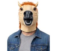 WickedFun Animal Full Head Masks, Adults Realistic Latex Husky Dog Eagle Monkey Donkey Horse Funny Scary Fancy Dress Costume Accessory For Party Cosplay Halloween, (Horse Mask)