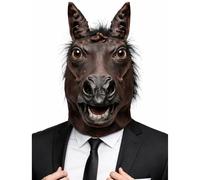 WickedFun Animal Full Head Masks, Adults Realistic Latex Husky Dog Eagle Monkey Donkey Horse Funny Scary Fancy Dress Costume Accessory For Party Cosplay Halloween, (Brown Horse Mask)
