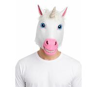 WickedFun Animal Full Head Masks, Adults Realistic Latex Husky Dog Eagle Monkey Donkey Horse Funny Scary Fancy Dress Costume Accessory For Party Cosplay Halloween, (Unicorn Mask)