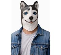 WickedFun Animal Full Head Masks, Adults Realistic Latex Husky Dog Eagle Monkey Donkey Horse Funny Scary Fancy Dress Costume Accessory For Party Cosplay Halloween, (Husky Dog Mask)