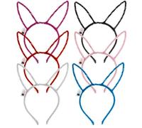 Wickedfun® Assorted 06 & 12 Pcs LED Light Up Headband, Multicolor Party Gift Glow Hairbands For Woman Girls Hair Accessories For Christmas Halloween, 06pc Assorted Wire Light Up Rabbit Ear headband