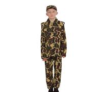 WickedFun® Boys Child's Army Military Camouflage Soldier Uniform Fancy Dress Costume Outfit Age 4-13 Years (7-9 Years)