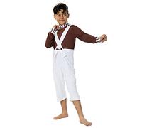 WickedFun® Boys Chocolate Factory Worker Costume Kids World Book Day Fancy Dress Party Wear Outfit for Boys (Brown & White, 4-6 Years)