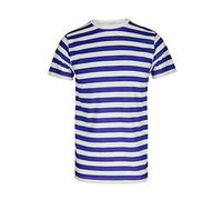 WickedFun® Boys Girls Blue White Striped Stripe T-Shirt Crew Neck Short Sleeve Top (5-6 Years)