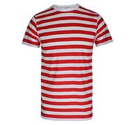 WickedFun® Boys Girls Red White Striped Stripe T-Shirt Crew Neck Short Sleeve Top (13 Years)