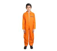WickedFun® Children's Prisoner Overall Jumpsuit - Kids Unisex Halloween Convict Orange Overalls Fancy Dress Costumes (Orange, 7-9 Years)