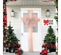 WickedFun® Christmas Decorative Door Window Bow, Xmas Double Bows With Diamante Decoration Baby Shower Wedding Party, Rose Gold