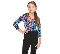 WickedFun CRAZY CHICK® GIRLS KIDS NEW LEOPARD ARMY PRINT LONG SLEEVE STRETCH MICROFIBER DANCE GYMNASTIC LEOTARD BODYSUIT TOP (Multi Leopard, 9-10 Years)