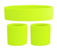WickedFun® Crazy Chick Ladies Gym Exercise Sports Neon Sweat Headband & Wristbands SET 80's Fancy Dress Accessories (Pink)