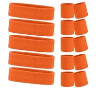 WickedFun® Crazy Chick Ladies Gym Exercise Sports Neon Sweat Headband & Wristbands SET 80's Fancy Dress Accessories (Orange - Pack Of 5)