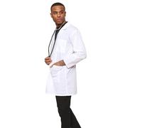 WickedFun Doctor's Lab Coat for Men and Women Full Sleeve Cotton Blend Long Lab Coats with 3 Front Pockets (white) (Medium)