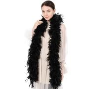 Wickedfun Feather Boa, Black Feather Boa, 1.5m Feather Boas Fancy Dress Burlesque Feathers, Party Cosplay Accessories Wedding Christmas Ladies Dress Costume (Black)