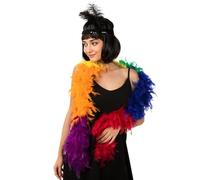 Wickedfun Feather Boa, Purple Feather Boa, 1.5m Feather Boas Fancy Dress Burlesque Feathers, Party Cosplay Accessories Wedding Christmas Ladies Dress Costume (Rainbow)
