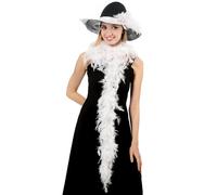 Wickedfun Feather Boa, White Feather Boa, 1.5m Feather Boas Fancy Dress Burlesque Feathers, Party Cosplay Accessories Wedding Christmas Ladies Dress Costume (White)