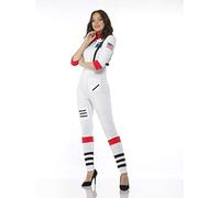 WickedFun® Female Astronaut Costume Adult Women's Space Suit Dress-up Costume Halloween Spaceman Cosplay (White, Medium)