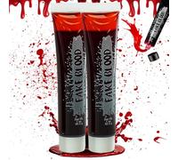 WickedFun® FX Fake Blood | 28ml | Pro Halloween Horror Make Up For Vampire Zombie Theatre Special Effects Realistic Blood | Special Effects Makeup (2 Pieces)