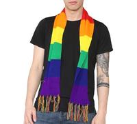 WickedFun® Gay Pride Rainbow Scarf, Mens Womens LGBT Party Head Wrap Striped Polyester Satin Neck Scarf Fancy Dress Festival Parties Wear Costume Accessory For Adults (1xScarf Only)