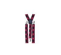 WickedFun Girls Boys Women's Mens Ladies Adjustable Braces Suspenders Fancy Dress Unisex (Hot Pink Tartan)