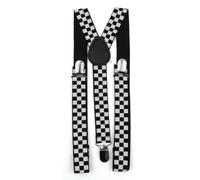 WickedFun Girls Boys Women's Mens Ladies Adjustable Braces Suspenders Fancy Dress Unisex (Police Checkered)