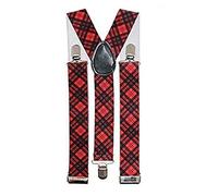 WickedFun Girls Boys Women's Mens Ladies Adjustable Braces Suspenders Fancy Dress Unisex (Red Tartan)