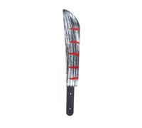 WickedFun® Halloween Knife - 50cm Long Bloody Machete Knife with Black Handle - Halloween Slasher Bloody Knife Fancy Dress Prop Accessory