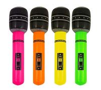 Wickedfun® Inflatable Blow Up Instruments Speaker Animals Fruits Mobile Phones Golf Club Accessories, Fancy Dress Props 80s Disco Stereo Stag Decoration Bachelorette Carnival, Microphone 40cm 4 Mix