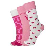 WickedFun Ladies Diabetic Socks - Womens Soft Top Rich Cotton Non-Binding Gentle Grip, Comfort Fit Breathable With Cute Patterns For Swollen Feet & Ankles, UK Size 4-8, (Bow Style - Pack Of 3)
