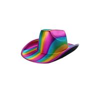 WickedFun® LGBTQ Pride Parade Rainbow Fancy Dress PARTY CLUB MARCH GLASSES HAT Gay Pride Rainbow Accessories (Rainbow Shiny Cowboy Hat)