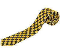 WickedFun® MEN’S LUXURY Polyester Casual Satin Neck Tie Plain Stripped Printed Wedding School Formal Halloween Fancy Dress Party Ties UK (Black Gold Checkered)