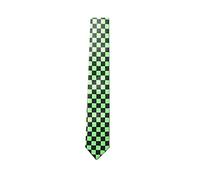 WickedFun® MEN’S LUXURY Polyester Casual Satin Neck Tie Plain Stripped Printed Wedding School Formal Halloween Fancy Dress Party Ties UK (Black Green Checkered)