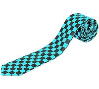 WickedFun® MEN’S LUXURY Polyester Casual Satin Neck Tie Plain Stripped Printed Wedding School Formal Halloween Fancy Dress Party Ties UK (Black Turquoise Striped)