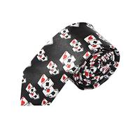 WickedFun® MEN’S LUXURY Polyester Casual Satin Neck Tie Plain Stripped Printed Wedding School Formal Halloween Fancy Dress Party Ties UK (Black Playing Cards Printed)