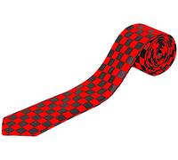WickedFun® MEN’S LUXURY Polyester Casual Satin Neck Tie Plain Stripped Printed Wedding School Formal Halloween Fancy Dress Party Ties UK (Black Red Checkered)
