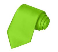 WickedFun® MEN’S LUXURY Polyester Casual Satin Neck Tie Plain Stripped Printed Wedding School Formal Halloween Fancy Dress Party Ties UK (Plain Green)