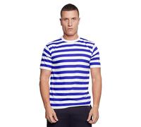 WickedFun® Mens Striped Top Shirt Stag Do Navy Sailor Fancy Dress Short Sleeve Cotton Stripe T-Shirts (Medium)