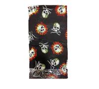 WickedFun® New 100% Cotton Skull Plain Paisley Bandana, Neckerchief for Women and Men Hair Bands Scarf Neck Wrist Wrap for Outdoor Activities, (Flame Skull Crossbones)