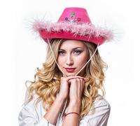 WickedFun Pink Light Up Cowboy Hat for Men and Women - Unisex Adult Texan Cowgirl Hat Fancy Dress Party Accessory