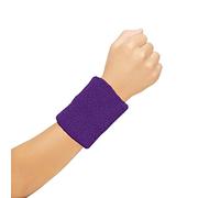 WickedFun® Plain Pair Wristbands Neon Colour Hen Party Fancy Dress Absorbent Sweatbands Wristband For Football Basketball, Running Athletic Sports (Purple)