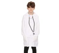 WickedFun Professional Doctor's Lab Coat for Boys and Girls Full Sleeve Cotton Blend Long Medical Coat with 3 Front Pockets (white) (One Size)