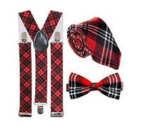 WickedFun® Robert Burns Night Scotland Scottish Tartan Braces, Tartan Tie & Bow Tie Set Theme Party Fancy Dress Accessories